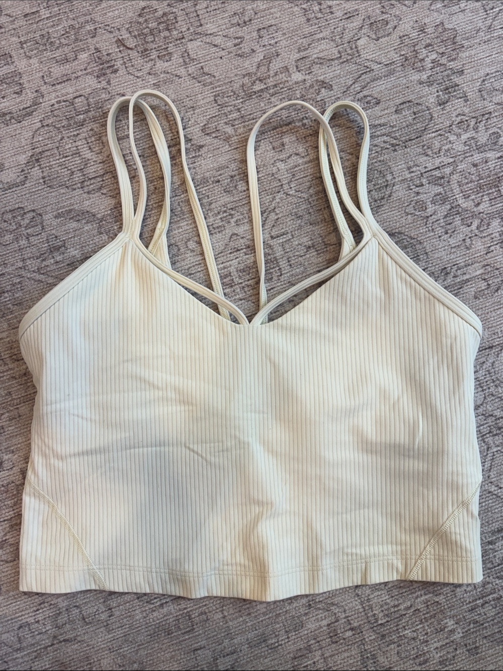 lululemon athletica  Ribbed Double-Strap Crop Tank Top - butter yellow, Size 6